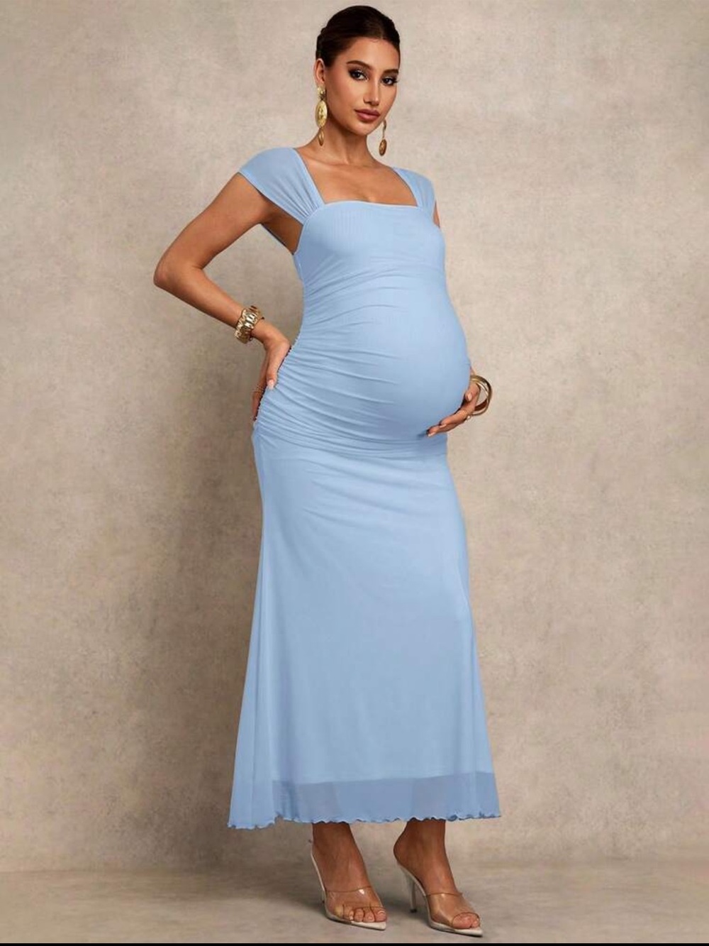SHEIN Light Blue Maternity Maxi Dress - Picture 4 of 9
